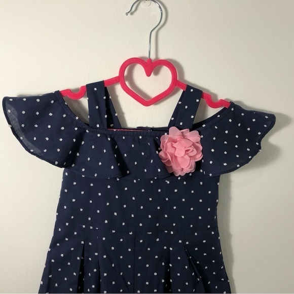 NEW WITH TAG Janie and Jack Navy Dot Off-The-Shoulder Jumpsuit Size 12-18 Months - Picture 2 of 7